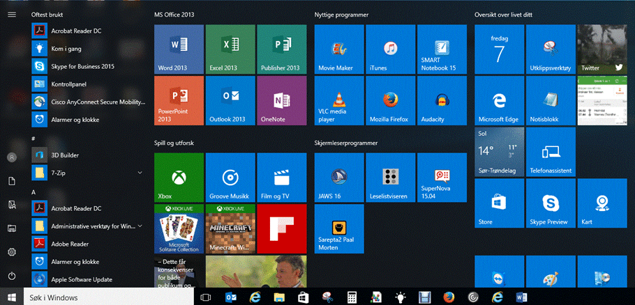Start-meny i Windows 10