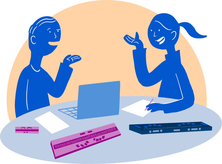 To personer diskuterer tilrettelegging i undervisningen.